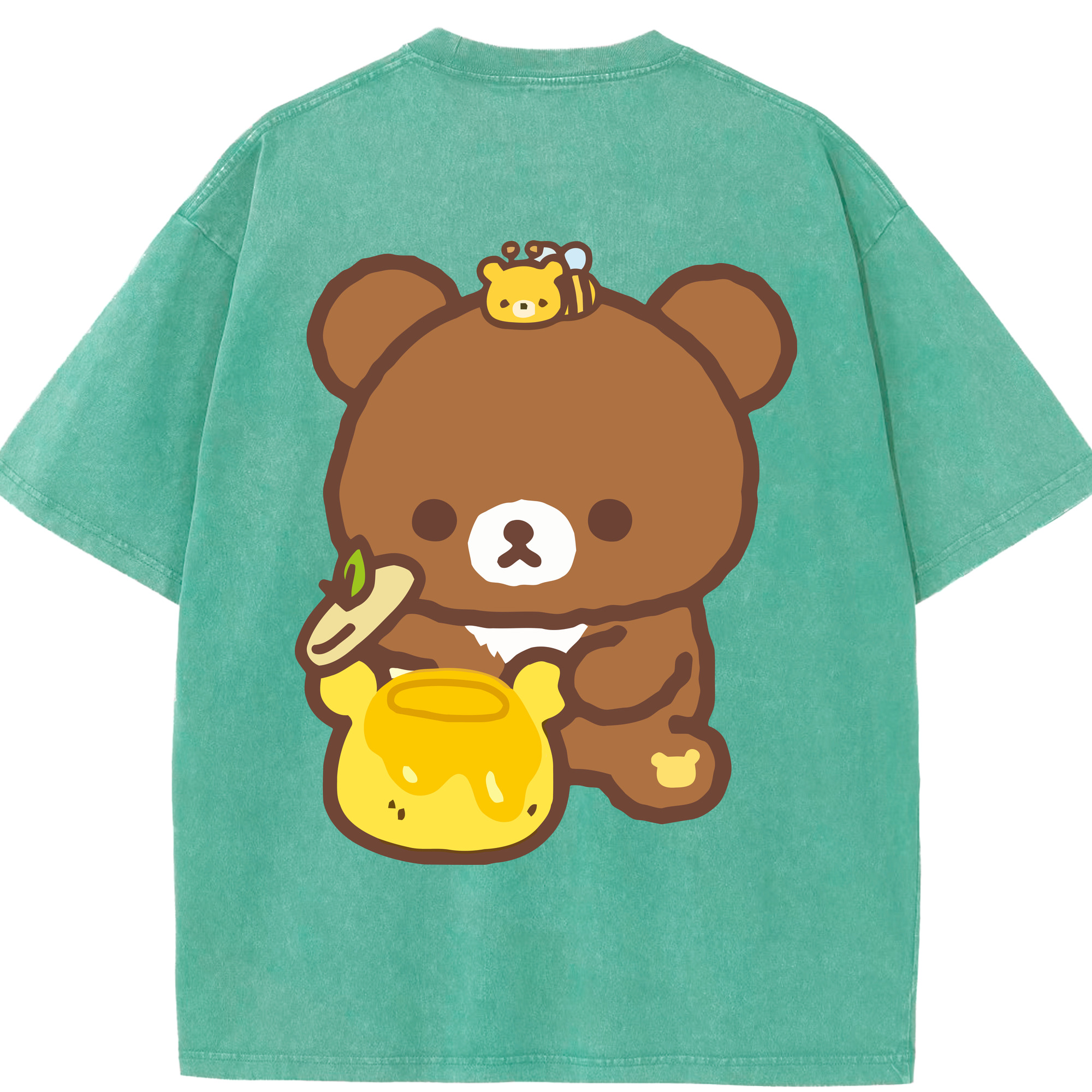 （画像用） リラックマ リラックマ キイロイトリ Rilakkuma Korilakkuma Kiiroitori 綿100% ヴィンテージ風 半袖Tシャツ（背面プリント）